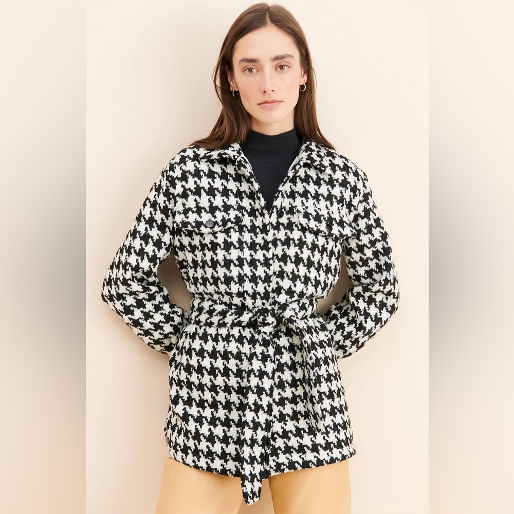 4SI3NNA Black and White Houndstooth Jacket